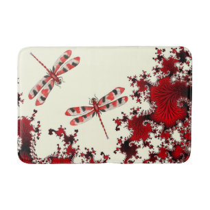 Red Dragonflies Bath Mat