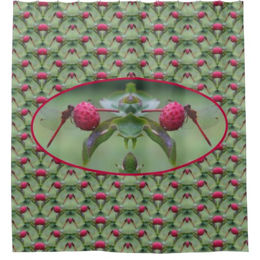 Red Dragonfly Abstract Pattern Douchegordijn (Voorkant)