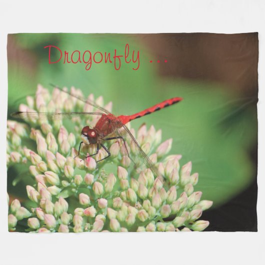 Red Dragonfly Fleece Blanket Deken (Voorkant (Horizontaal))