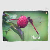 Red Dragonfly on Dogwood Fruit Personated Golfhanddoek (Horizontaal)