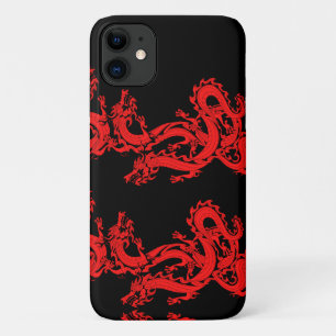 Red Dragons Mystical Creattern Pattern Black iPhone 11 Hoesje