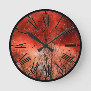 Red Dream Sky Acrylic Wall klok