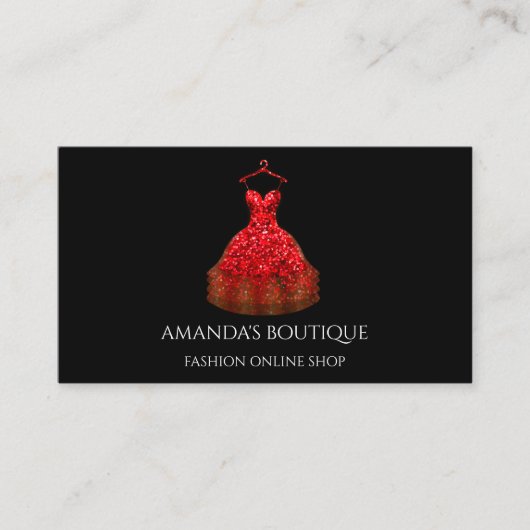 Red Dress Logo Mode Boutique Online Shop Visitekaartje (Voorkant)