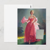 Red Dress Pin Up Briefkaart (Voorkant / Achterkant)
