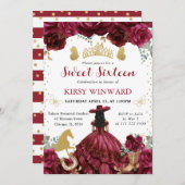 Red Dress Zwart haar Salon Princess Sweet 16 Kaart (Voorkant / Achterkant)