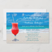Red Drink Ocean Beach Wedding Invitation (Devant)