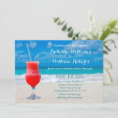 Red Drink Ocean Beach Wedding Invitation (Debout devant)
