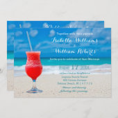 Red Drink Ocean Beach Wedding Invitation (Devant / Derrière)