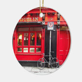 Red Dublin Pub Keramisch Ornament (Links)