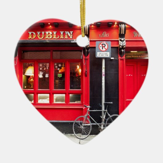 Red Dublin Pub Keramisch Ornament (Voorkant)