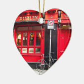Red Dublin Pub Keramisch Ornament (Links)