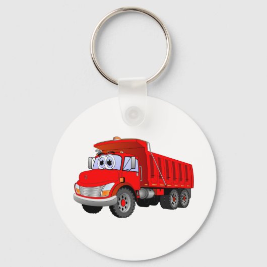 Red Dump Truck Cartoon Sleutelhanger (Voorkant)