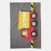 Red Dump Truck Construction Builder Boy Theedoek (Verticaal)