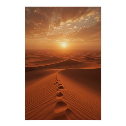 Red Dune Horizon – Sunlit Desert Path Poster Perfect Poster (Voorkant)