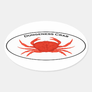 Red Dungeness Crab Oval Logo Ovale Sticker