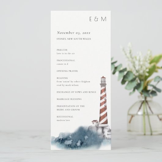 RED DUSKY BLUE LIGHTHOUSE MARIAGE PROGRAMME DE CÉR (Debout devant)