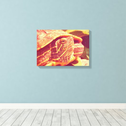 Red Ear Slider Turtle Canvas Afdruk (Insitu (Houten vloer))