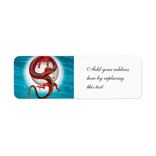 Red Eastern Dragon beroemd gemaakt door Mythical F Etiket (Voorkant)