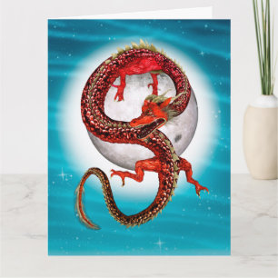 Red Eastern Dragon beroemd gemaakt door Mythical F Kaart