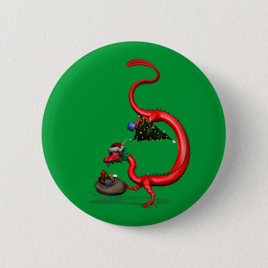 Red Eastern Dragon Ronde Button 5,7 Cm (Voorkant)