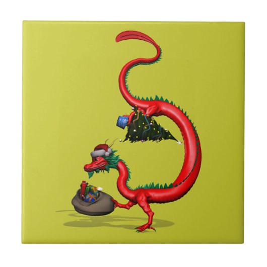 Red Eastern Dragon Tegeltje (Voorkant)
