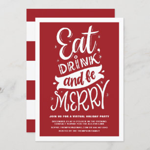 Red Eat-Drink en prettige virtuele kerstfeestdagen Kaart
