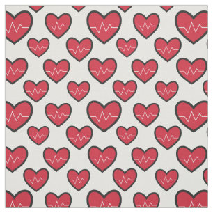 Red ECG Hearts Medical Patroon Stof