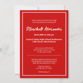 Red Edgy Abstrait Torn Photo Graduation Invitation (Dos)