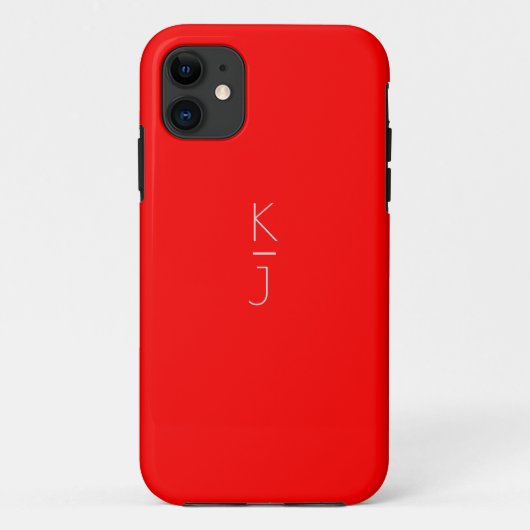 Red Editable Monogram Hoesje-Matte iPhone Case (Achterkant)