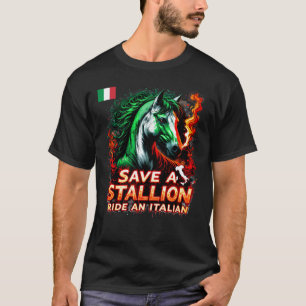 Red een hengst, rij een Italiaan Grappig ontwerp T-shirt