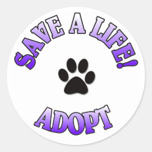 RED EEN LEVEN, ADOPTEER! HOND KAT REDDING PET RONDE STICKER