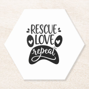 Red een liefde, herhaal hond poot T-shirt Kartonnen Onderzetters