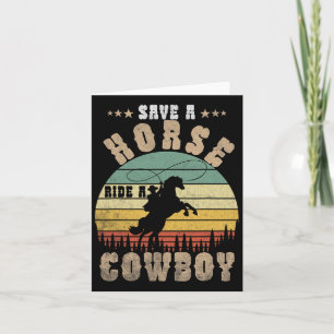 Red een paard dat een cowboy Funny Horse Riding Ma Kaart