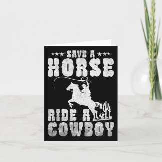 Red een paard dat een cowboy Funny Horse Riding Ma Kaart