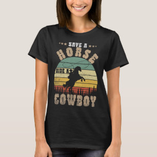 Red een paard dat een cowboy Funny Horse Riding Ma T-shirt
