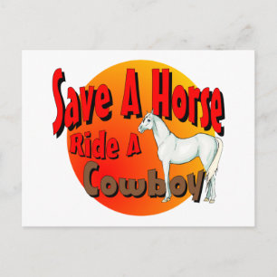 Red een paard met een cowboy briefkaart