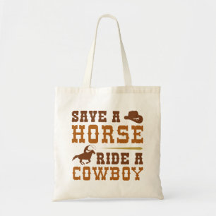 Red een paard met een cowboy tote bag