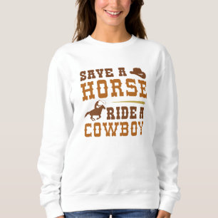 Red een paard met een cowboy trui