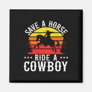 Red een paard Ride een cowboy Western Rodeo Horsec Magneet