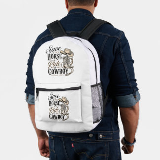 red een paard rij een cowboy bedrukte rugzak