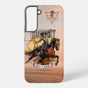 Red een paard; rij op een cowboy samsung galaxy hoesje