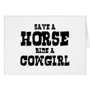 RED EEN PAARDRIT EEN COWGIRL KAART