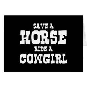 RED EEN PAARDRIT EEN COWGIRL KAART