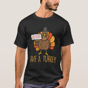 Red een Thanksgiving Man van een Turks Eat Pizza F T-shirt
