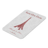 Red Eiffel Tower Damask sparen de Magnet Datum Magneet (Linkerzijde)
