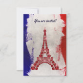 Red Eiffel Tower on tricolor Kaart (Voorkant)