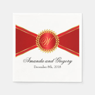 Red Elegance Monogram Servetten