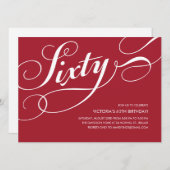 Red Elegant 60th Birthday Invitations (Devant / Derrière)