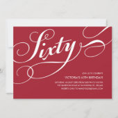 Red Elegant 60th Birthday Invitations (Devant)