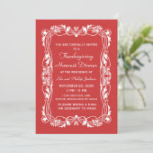 Red Elegant Bordure Thanksgiving Invitation (Debout devant)